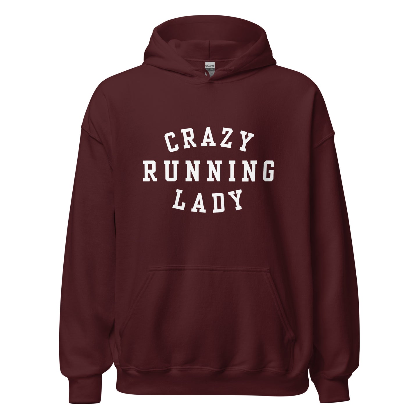 Crazy Running Lady Hoodie - White Font